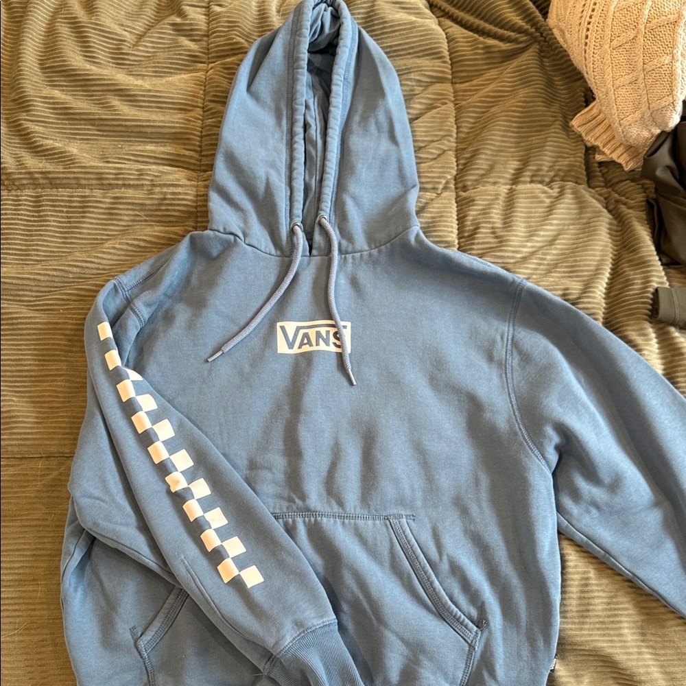 Vans Blue Hoodie with White Checkered Sleeve